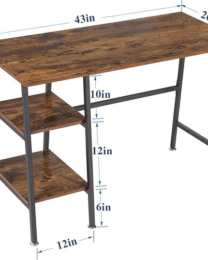 VECELO 43 Inch Computer Modern Student Writing home-office, Ladder Desk, Dark Walnut+black Leg - LeafyLoom