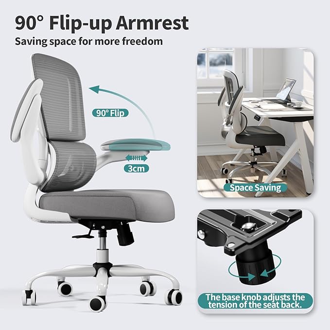 Office Chair - Ergonomic Desk Chair with Adjustable Lumbar Support, Mesh Computer Chair, Executive Chair for Home Office Comfortable Lumbar Support (White) - LeafyLoom