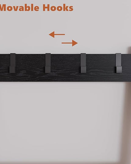 6 Tier Blanket Ladder Shelf for Living Room and Bedroom, Ladder Holder with 4 Metal Hooks, 5.2ft Blanket Quilt Holder Rack, Farmhouse Ladder Rack for Storage and Home Decor, Black - LeafyLoom