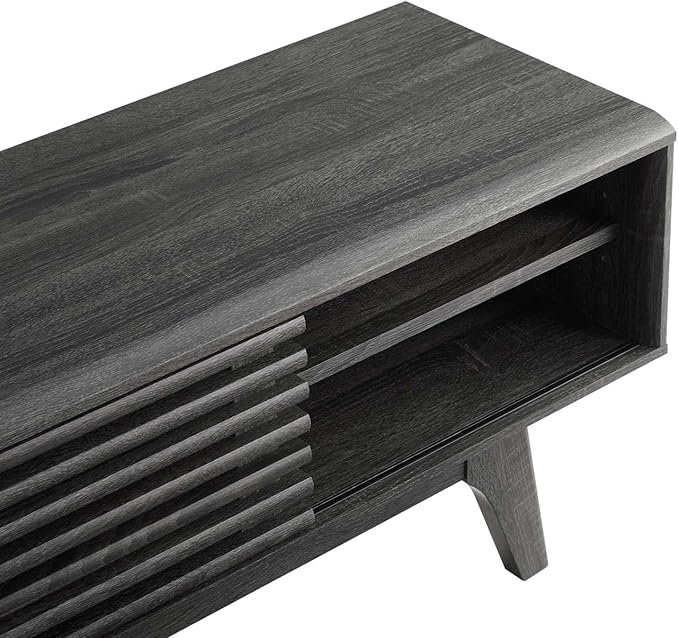 Modway Render Mid-Century Modern Low Profile 48 Inch TV Stand in Charcoal, 48" - LeafyLoom