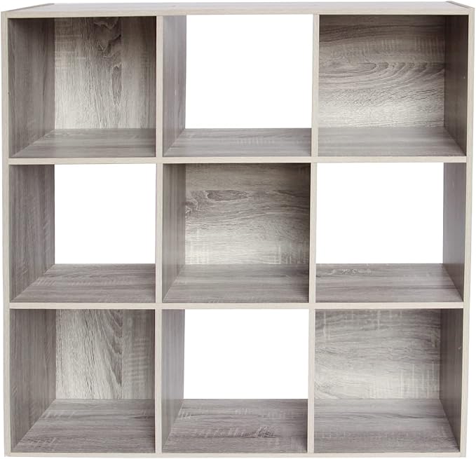 PACHIRA US 9-Cube Storage Organizer Bookshelf System, Unit Shelf, Closet Cabinet, Storage Cubes Organizer Shelves in Living Room, Bedroom, Study, Oak Grey - LeafyLoom