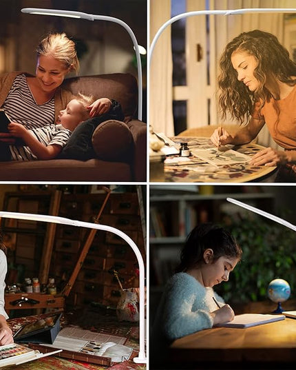 YOUKOYI LED Desk Lamp with Clamp, Architect Desk Lamp for Home Office with Touch Control, 9W Clip on Desk Lamp Swing Arm Desk Light, 3 Color Modes and Stepless Dimming Flexible Gooseneck Clamp Lamp - LeafyLoom