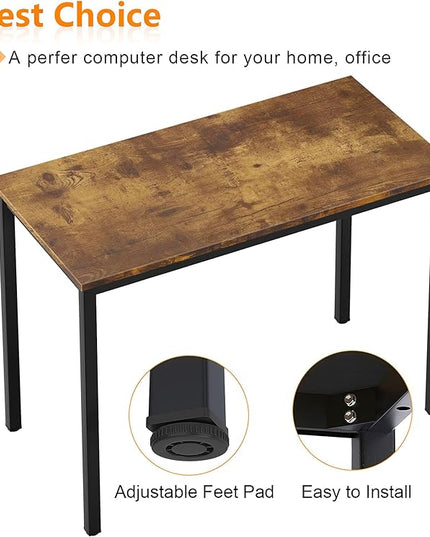 Need Small Computer Desk 31-1/2" Sturdy and Heavy Duty Writing Desk for Small Spaces and Small Desk Study Table Laptop Desk Rustic Brown & Black AC3FB (80 * 40) - LeafyLoom