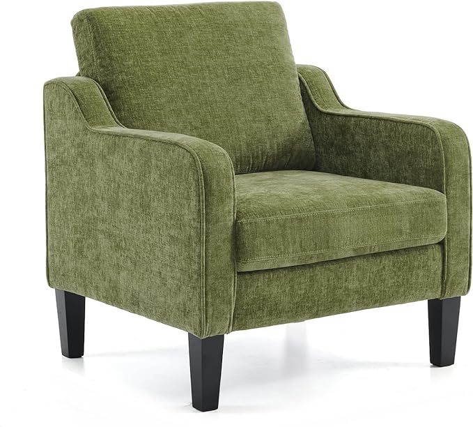 VINGLI Accent Chair for Living Room Chairs Olive Green Reading Chair for Bedroom Scooped Arm Chair Mid Century Modern Accent Chairs Upholstered Comfy Chair for Apartment, Waiting Room - LeafyLoom