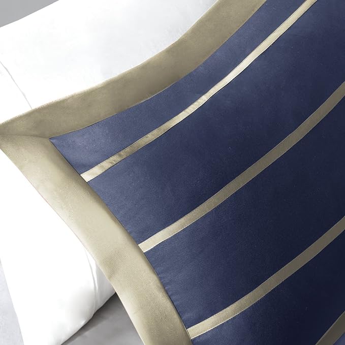 Mi Zone Ashton Duvet Modern Casual Vibrant Colorblock Design, All Season Comforter Cover Teen Bedding, Boys Bedroom Décor, King/Cal King, Khaki/Navy 4 Piece - LeafyLoom