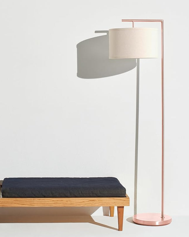 Brightech Montage Modern Floor lamp, LED Floor Lamp for Living Rooms & Offices - Tall Standing Lamp for Bedroom Reading - Corner Pole Lamp for Contemporary Home Decor - Rose Gold - LeafyLoom