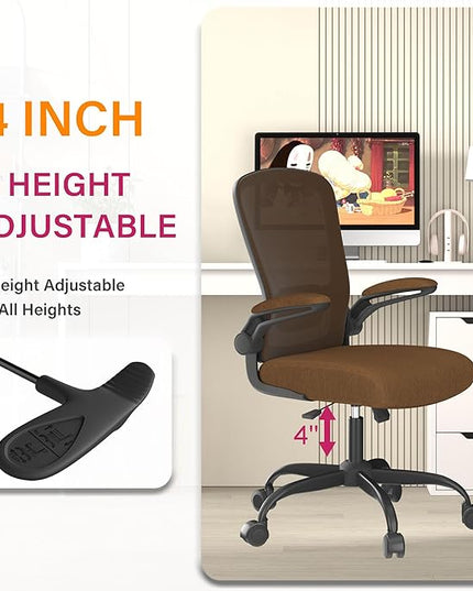 Office Chair, Ergonomic Desk Chair with Adjustable Lumbar Support, High Back Mesh Computer Chair with Flip-up Armrests-BIFMA Passed Task Chairs, Executive Chair for Home Office - LeafyLoom