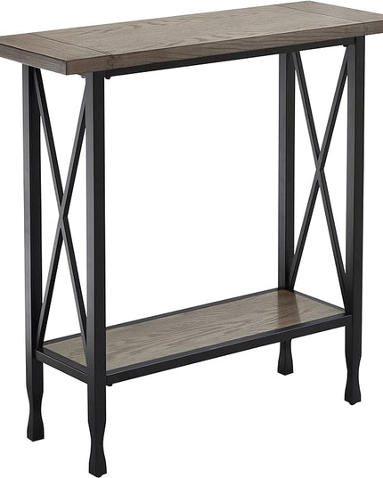 Leick Home 23005 Chisel & Forge Narrow Recliner Side Table with Shelf, Gray/Matte Black - LeafyLoom