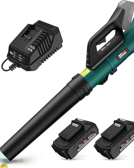 NEU MASTER Leaf Blower, 20V Battery Operated Leaf Blower Cordless Electric Blower with 2 x Battery and Fast Charger, Variable Speed Blower for Lawn Care, Patio, Yard, Jobsite - LeafyLoom