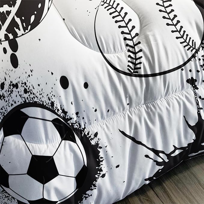 Axolotl Ball Sports Comforter Set Queen,Football Soccer Bedding Set,Football Baseball Game Comforter Set,Baseball Comforter Set,Hip Hop Graffiti Artwork Bedding For Boys Kids Men,1 Quilt 2 Pillowcases - LeafyLoom