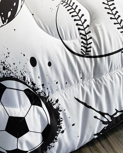 Axolotl Ball Sports Comforter Set Twin,Football Soccer Bedding Set,Football Baseball Game Comforter Set,Baseball Bedding Set,Hip Hop Graffiti Artwork Bedding for Boys Kids Men,1 Quilt 2 Pillowcases - LeafyLoom