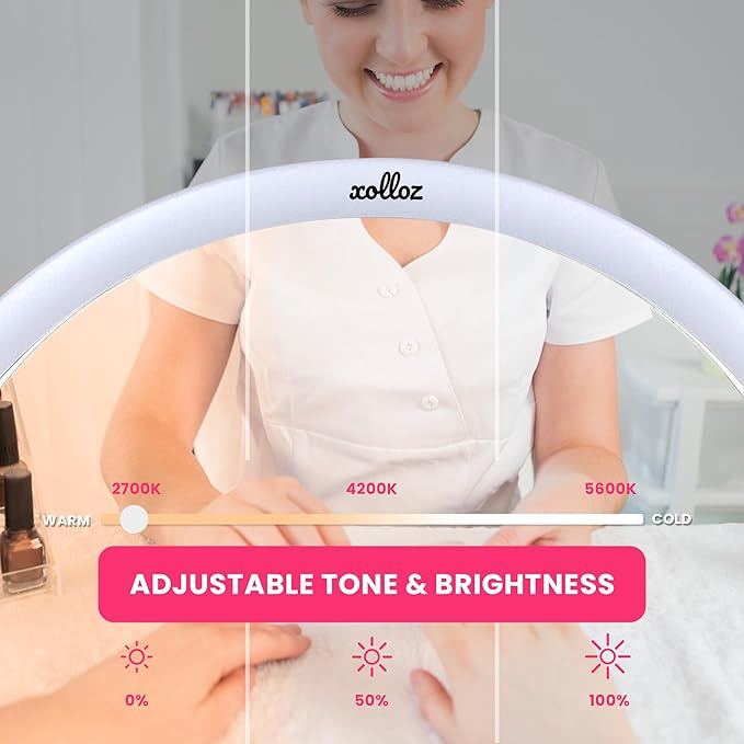 Half-Moon Nail Desk Lamp for Professionals, 3360 Lumen Led Light for Nails, Perfect Led Manicure Desk Lamp | Tattoo Light | Lash Tech Light | Manicure Light Led (White) (Two Knobs) - LeafyLoom