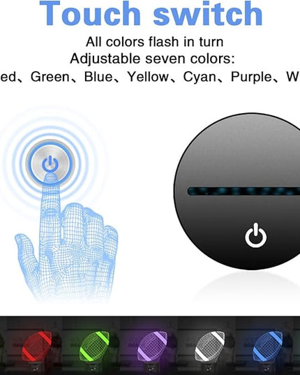 Elstey Football 3D Lamp Optical Illusion Night Light, 7 Color Changing Touch Switch Acrylic Flat & ABS Base & USB Cable Decoration Lamps for Christmas Gift - LeafyLoom