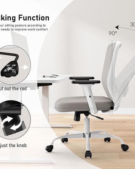 Office Chair, Ergonomic Desk Chair with Adjustable High Back, Breathable Mesh Computer Chair with Adjustable Armrests, Rolling Swivel Comfy Task Chairs, Executive Chair for Home Office - LeafyLoom