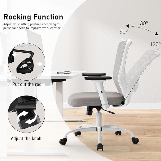 Office Chair, Ergonomic Desk Chair with Adjustable High Back, Breathable Mesh Computer Chair with Adjustable Armrests, Rolling Swivel Comfy Task Chairs, Executive Chair for Home Office - LeafyLoom