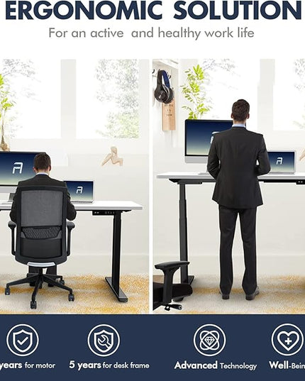 AIMEZ0 Dual Motor Sit Stand Desk Adjustable Electric Standing Desk Frame with LCD Touch Screen Adjustable Height 27.4-45.6 inches for Home & Office Table Black - LeafyLoom