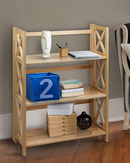 Casual Home Montego 3-Shelf Folding Bookcase, Natural (New) - LeafyLoom
