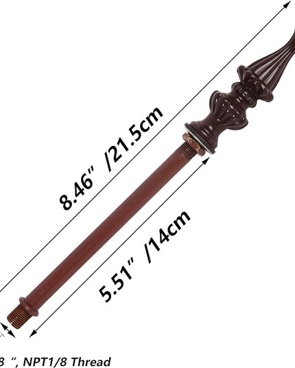 Bieye SS008 Lampshade Support with Finial for Tiffany Style Stained Glass Floor Lamp Table Lamp (Male End) - LeafyLoom