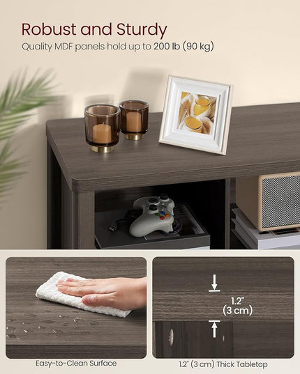 VASAGLE TV Stand for TVs up to 70 Inches, Entertainment Center with Storage Shelves, TV Console Table, Easy to Assemble, TV Cabinet for Living Room, Bedroom, Chestnut Brown ULTV114K01 - LeafyLoom