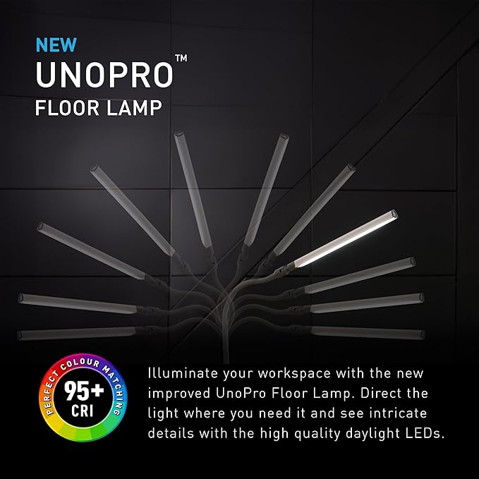 Daylight Company Uno Pro lamp, Standing Lamp for Living Room, Bedroom, Salon, Office, Touch Control, Flexible Arm, Sleek Design, Multipurpose - LeafyLoom