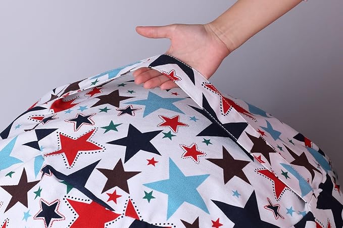 Colorful House Stuffed Animal Storage Bean Bag Chair Cover for Kids Stuffable Zipper Beanbag for Organizing Children Toys Large Canvas(38'',Star) - LeafyLoom