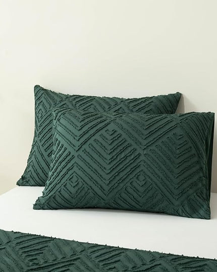 King Size Comforter Set Dark Green, Boho Bedding Christmas Comforters & Sets 3 Pieces, All Season Soft and Lightweight Forest Green Bed Set (104x90In Comforter & 2 Pillowcases) - LeafyLoom