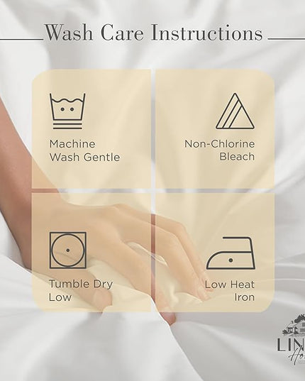100% Cotton Percale Sheets Twin XL Size, Ivory, Deep Pocket, 4 Pieces Sheet Set - 1 Flat, 1 Deep Pocket Fitted Sheet and 2 Pillowcases, Crisp Cool and Strong Bed Linen - LeafyLoom