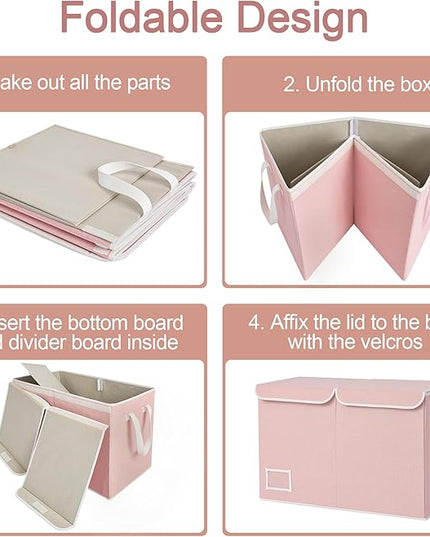 StorageWorks Toy Storage Organizer with Flip-Top Lids, Toy Bins for Living Room, Nursery Room, Playroom, Large Toy Box for Kids, Pink, 24 ¾"L x 13" W x 16" H - LeafyLoom