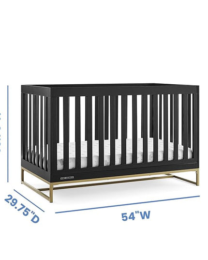 Delta Children Jade 4-in-1 Convertible Crib - Greenguard Gold Certified, Ebony/Bronze - LeafyLoom