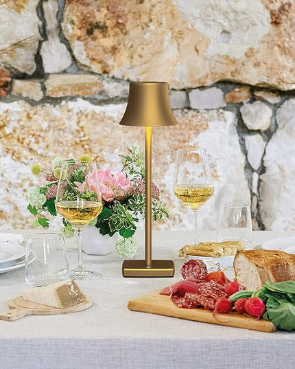 SAKRINGT LED Cordless Table Lamps Rechargeable,5000mAh Battery Operated Table Light,3 Color Stepless Dimming,Portable Small Desk Lamp in Aluminum for Party Patio Restaurant Indoor/Outdoor - LeafyLoom
