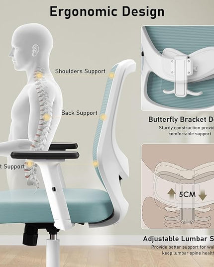 Office Chair, Ergonomic Desk Chair with Adjustable High Back, Breathable Mesh Computer Chair with Adjustable Armrests, Rolling Swivel Comfy Task Chairs, Executive Chair for Home Office - LeafyLoom