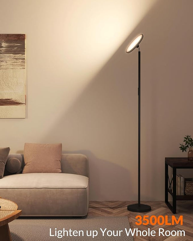 LEPOWER Bright Floor Lamp, LED Torchiere Floor Lamps for Living Room, 3500LM Standing Floor Lamp with 5 Color 5 Brightness, Tall Pole Light for Bedroom, Office Black - LeafyLoom