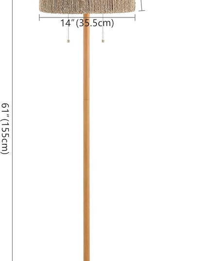 JONATHAN Y JYL3091A Ocata 61" 2-Light Coastal Bohemian Iron/Rattan LED Floor Lamp with Pull-Chain Farmhouse, Rustic Standing Reading Lamp LED Bulb Included, Brown Wood Finish - LeafyLoom