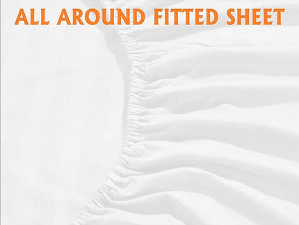 Elegant Comfort Best, Softest, Coziest 6-Piece Sheet Sets! - 1500 Premier Hotel Quality Luxurious Wrinkle Resistant 6-Piece DAMASK STRIPE Bed Sheet Set, Full White - LeafyLoom