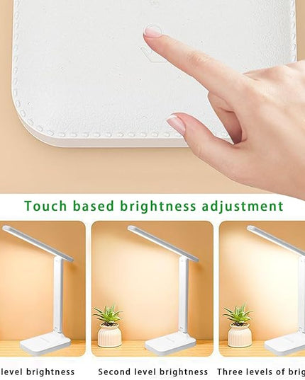 Desk lamp,LED Lamp,Touch Control,3 Color Modes,Eye-Protecting Table Lamp,Led Lights for Bedroom,Home,Office,Black (Medium Size, White) - LeafyLoom
