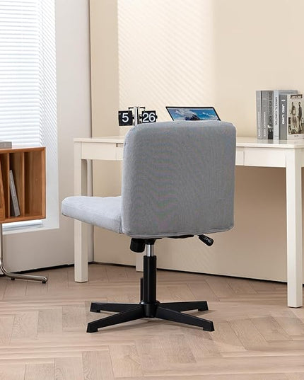Panana Office Chair Fabric Padded Seat Armless Desk Chair Swivel Computer Task Chair Mid-Back No Wheels Accent Chair (Grey) - LeafyLoom