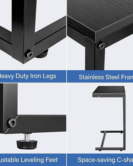 YSSOA Shelving Unit Hardwood Surface, Sofa-End Snack Desk, 21.75 Inch, Black-Thickened - LeafyLoom