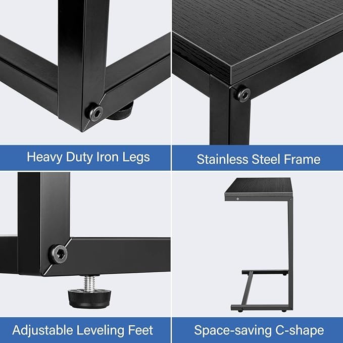 YSSOA Shelving Unit Hardwood Surface, Sofa-End Snack Desk, 21.75 Inch, Black-Thickened - LeafyLoom