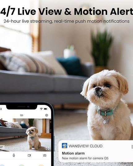 wansview Security Camera, IP Camera, WiFi Home Indoor Camera for Baby/Pet/Nanny, 2 Way Audio Night Vision, Compatible with Alexa, with TF Card Slot and Cloud, Q5 (White, 5MP) Wansview