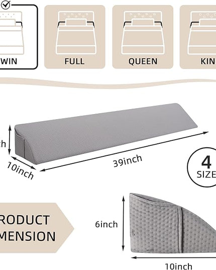 Bed Wedge Pillow for Headboard, Twin Size Headboard Pillow, Bed Gap Filler Close Gap (0-8") Between Mattress and Headboard (Twin) - LeafyLoom