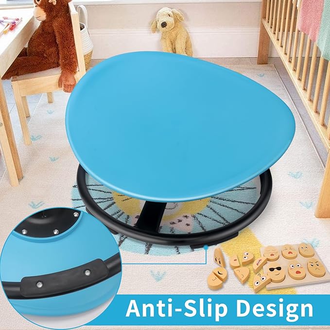 Kids Sensory Swivel Chair, Autism Sensory Chair, Spinning Chair for Autistic Kids, Small Space, Spin Seat, Metal Base, Non-Slip Design, Blue - LeafyLoom
