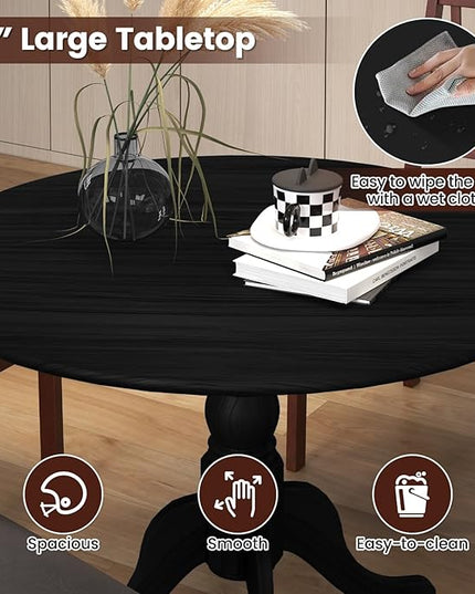 Round Dining Table, Black - LeafyLoom