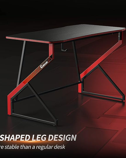 CubiCubi Simple Gaming Desk Z Shaped 40 inch Gamer Workstation, Home Computer Carbon Fiber Surface Gaming Desk PC Table with Headphone Hook - LeafyLoom