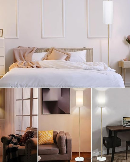 BoostArea Floor Lamp for Living Room with 3 Color Temperatures Bulb, Modern Floor Lamps, Classic Tall Lamp for Office, Standing Lamps for Bedroom, Kids Room, Study(9W LED Bulb, White Linen Shade) - LeafyLoom