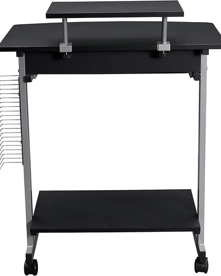Techni Mobili Compact Computer Cart With Storage, Graphite - LeafyLoom