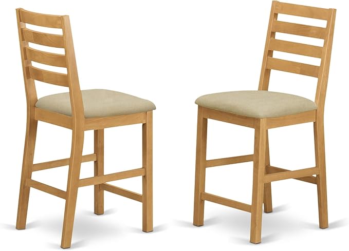 East West Furniture PBCF5-OAK-C 5 Piece Kitchen Counter Height Dining Set Includes a Square Pub Table and 4 Linen Fabric Upholstered Chairs, 36x36 Inch - LeafyLoom