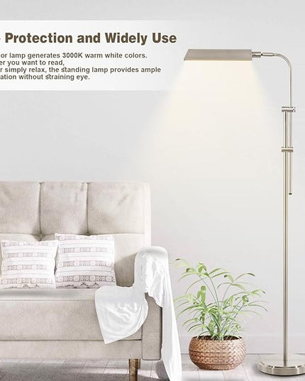 Pharmacy Floor Lamp, Height Adjustable Floor Lamp for Living Room Led Floor Lamp Modern Tall Lamp with 350° Swing Arm Led Standing Lamp for Bedroom Office Modern Floor Lamp Pedal Switch - LeafyLoom