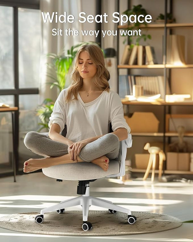 Hbada Office Chair, Desk Chair with Flip-Up Armrests and Saddle Cushion, Ergonomic Office Chair with S-Shaped Backrest, Swivel, Mesh, for Home and Office, Beige - LeafyLoom