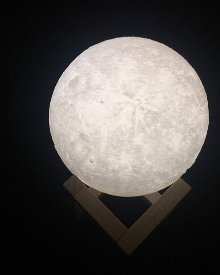 Moon Lamp - Unique Gift - 3D Print 3 Colors (Warn, Cool & Harvest) Lunar Lamp - Rechargeable and Touch Control Brightness (15cm) - LeafyLoom
