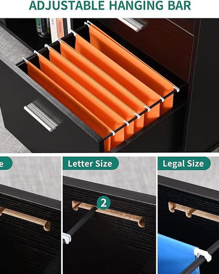 YITAHOME File Cabinet, Mobile Lateral Filing Cabinet with Lock for Home Office, Printer Stand with Open Storage Shelf, Fits A4, Letter, Legal Size Files, Office Furniture, Black - LeafyLoom